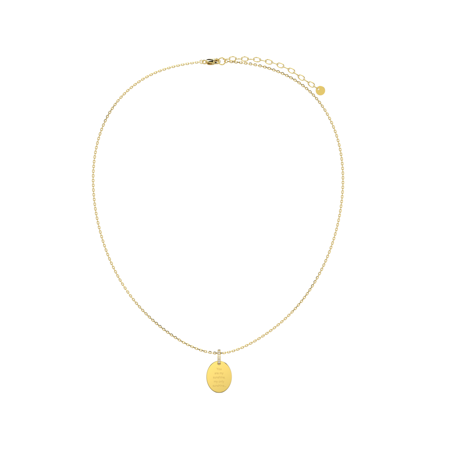18K Gold Plated Oval Engravable Necklace SS25N001O